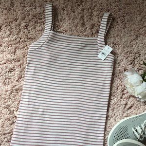 LOFT mauve and white striped cotton tank